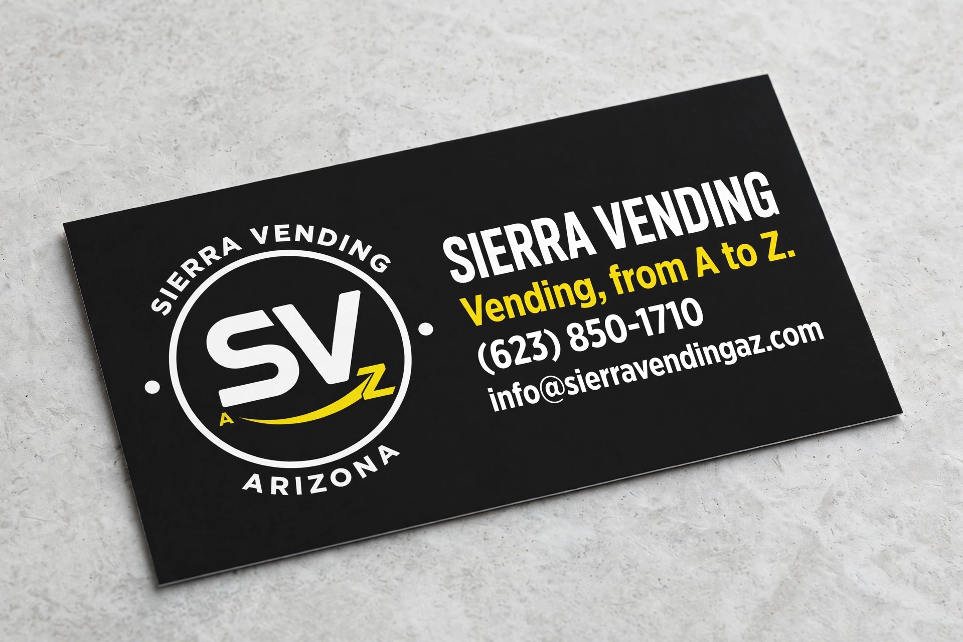 Sierra Vending Arizona Official Business Card