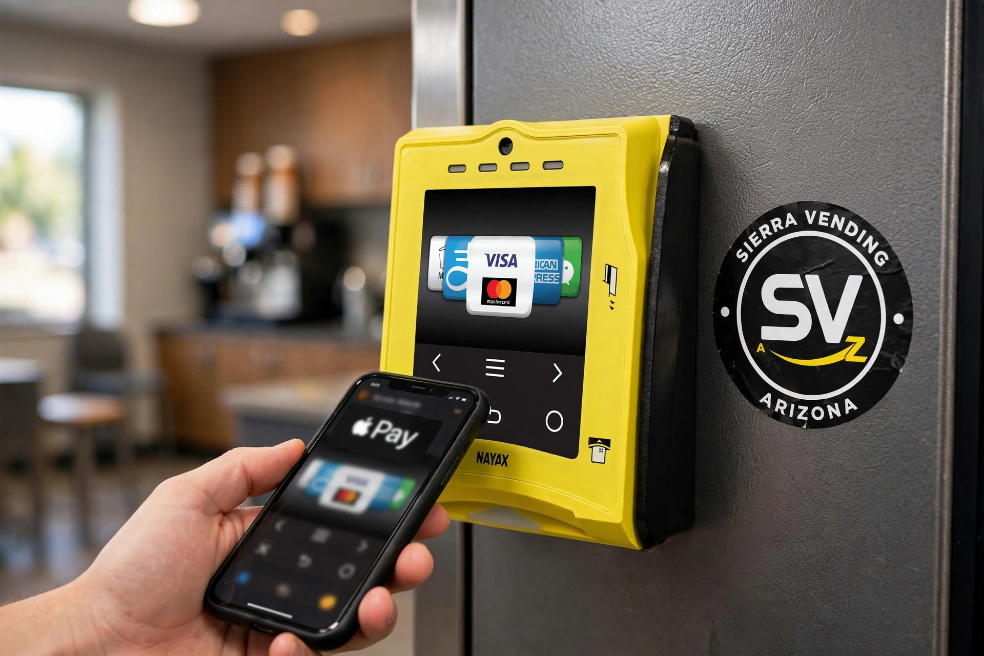 Nayax VPOS Touch Contactless Payment Terminal on Sierra Vending Machine