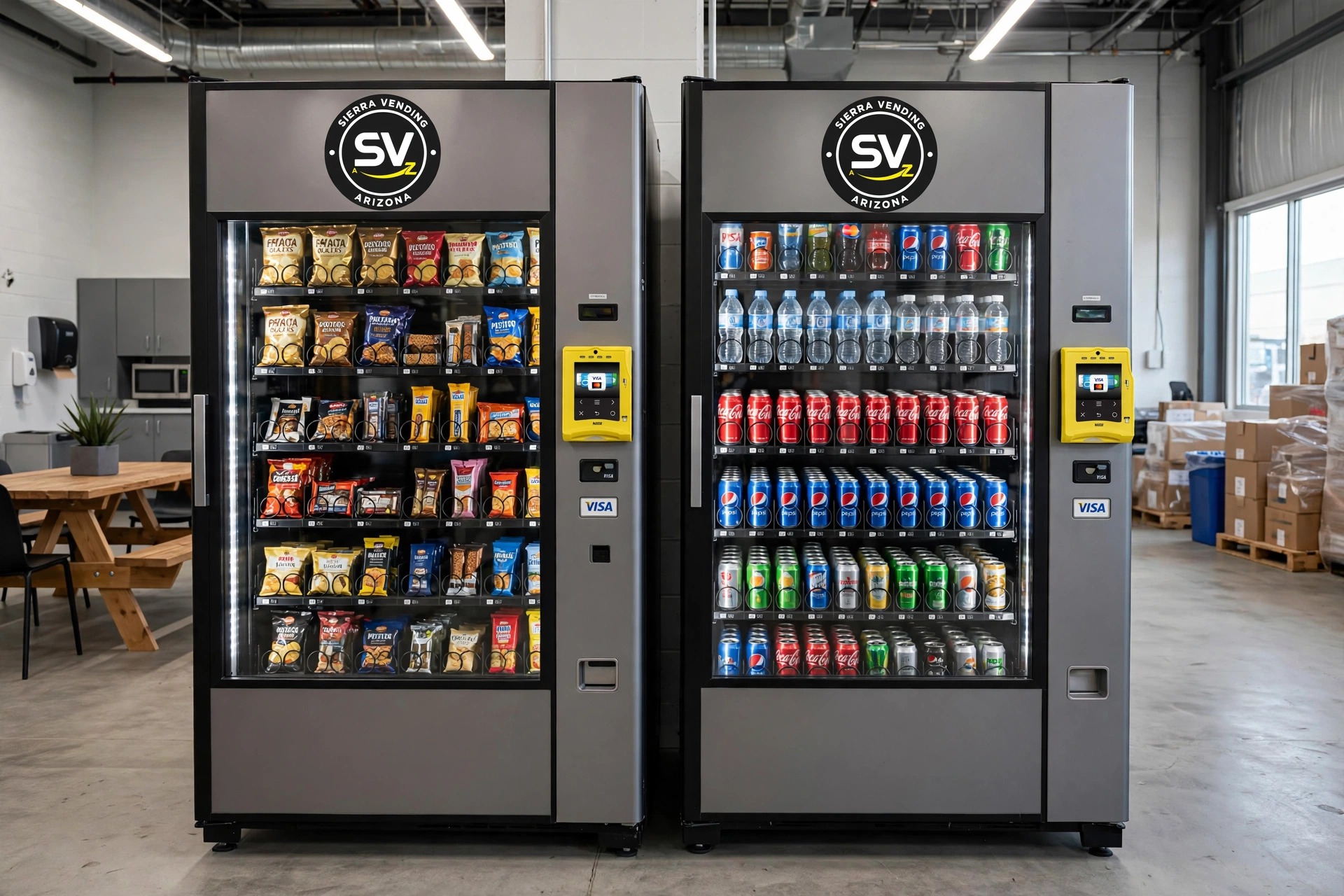 Sierra Vending Modern Break Room Snack and Drink Machines